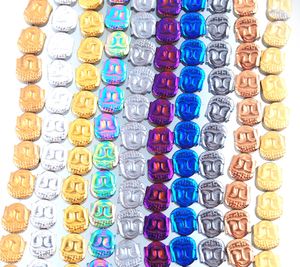 Wojiaer 10 Style Perle de pierre naturelle Mat￩riaux d'h￩matite H￩matite Rainbow Silver Color Bouddha Perles pour les bijoux Collier 15 '' BL335