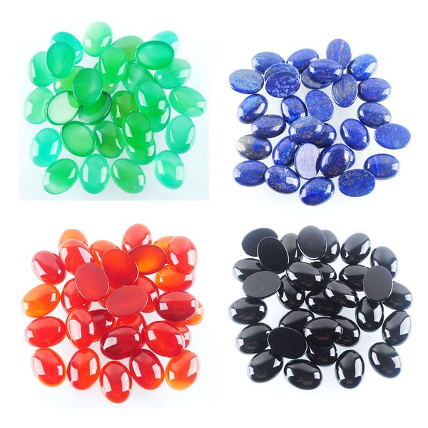 WOJIAER 20 pièces/lot pierres précieuses naturelles ovales oeil de tigre Agates réglage de perles cabochons perles adaptées pendentifs anneaux boucle d'oreille bijoux bricolage BU804