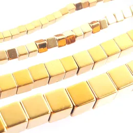 Wojiaer 2mm niet-magnetische materialen Hematiet goud vierkant losse kralen voor ketting sieraden maken accessoires 15.5 "BL327
