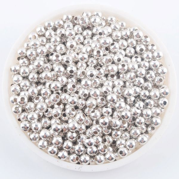 WOJIAER 3mm 4mm 6mm 8mm or couleur argent étain métal fer rond perles en vrac entretoise pour la fabrication de bijoux 100 pcs/lot BH306