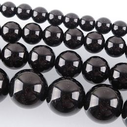 WOJIAER 6-14mm perles de pierre de Quartz noir pour la fabrication de bijoux bricolage couture entretoise ronde Lots naturels en vrac DBY910