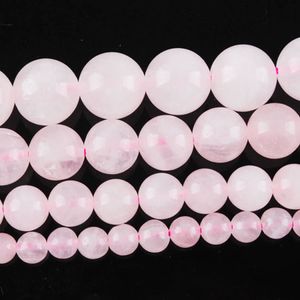 WOJIAER 6 8 10 12mm Rose Quartz Natural Stone Round Ball Loos Spacer Beads DIY Jewelry Earrings Making BY915