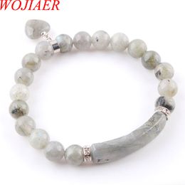 Wojiaer natuursteen kralen labradoirte streng armbanden armbanden hartvorm charme passen vrouwen sieraden liefde geschenken k3339