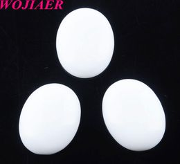 WOJIAER Natural White Jade GemStone Beads Oval Cabochon CAB No Hole 22x30x7MM For Earrings Making Jewelry Accessories U81096607162