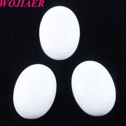 WOJIAER Natuurlijke witte jade edelsteen kralen ovale cabochon CAB geen gat 22x30x7MM voor oorbellen maken van sieraden accessoires U8109272N