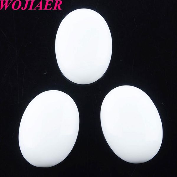 WOJIAER Naturel Blanc Jade Pierres Précieuses Perles Ovale Cabochon CAB Sans Trou 22x30x7 MM Pour Boucles D'oreilles Fabrication Bijoux Accessoires U8109292o