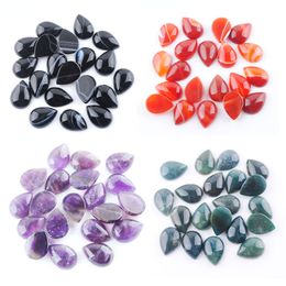 Wojiaer geen geboord gat 13x18x6mm natuurlijke amethists edelsteen waterdruppel cabochon kralen voor doe -het -zelf sieraden accessoires bu810