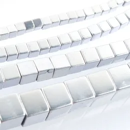 Wojiaer niet-magnetische hematiet 2 3 4 6mm zilveren kleur losse vierkante kralen voor ketting sieraden maken 15,5 "bl324