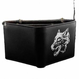 Wolf Design Portefeuille à deux volets en cuir pour homme NOIR avec chaîne Biker LG Z6LN #