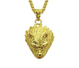 Wolf Head Gold Pendant Iced Out Out Bling Bling Bling Crystal Charm Cross Necklace Chain Men Rapper Cuba039S ketting Hip Hop Jewelry3692555