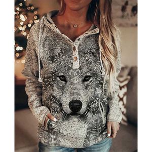 Wolf Holdie Women Fashion Autumn Fashion Soodies Vintage Sweinge Swein Girls Coat Women Sweetshirt Paraba Artilla Parlón Pista de búho HKD230725