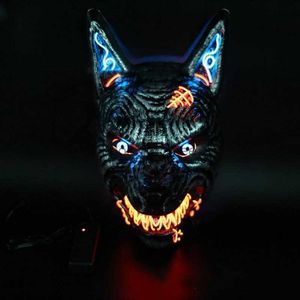 Wolf Mask Scary Animal Led Light Up Mask for Men Women Festival Cosplay Disfraz de Halloween Masquerada Fiestas Carnival HKD230810