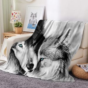 Couverture de printemps et d'hiver loup, cadeau pour filles et garçons adolescents, couvertures d'animaux imprimées en 3D, flanelle douce, décoration de canapé-lit, literie