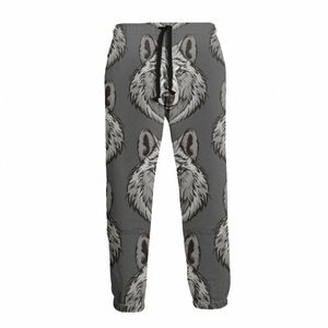 Pantalon de survêtement loup Sport Polyester Joggers pas cher Vintage pantalon décontracté homme D0aY #