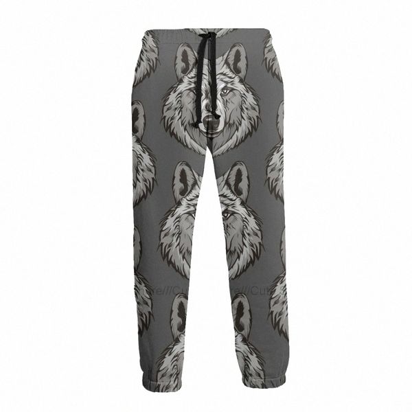 Pantalones de chándal de lobo Deporte Poliéster Joggers Baratos Vintage Hombres Pantalones casuales D0aY #