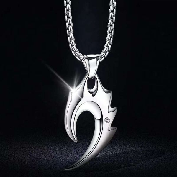 Collier en acier titane avec dents de loup pour hommes, accessoires de mode, Design avancé, pendentif en petit groupe, rue polyvalente Hip Hop Punk Roch rappeur, bijoux en gros