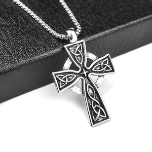 Wolf Tide Cross Jesus Hanger Hip Hop Ketting Antiek Zilver Kleur Titanium Stalen Hanger Persoonlijkheid Kraag Ketting Valentijnsdag Cadeau Voor Vriendje Groothandel