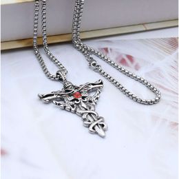 Wolf Tide Double Dragon Épée Titane Collier Pendentif Croix Richesse Fortune Tendance En Acier Inoxydable Chaîne Homme Rappeur Punk Gothique Bijoux Accessoires En Gros