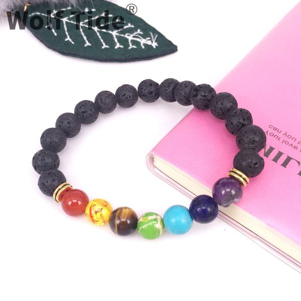 Wolf Tide Hématite Perles Magnétiques Bracelet Élastique Réglablecoloré Perlé Noir Aimant Bracelets Pour Hommes Et Femmes Unisexe Charmes Amitié Boho Bijoux Cadeaux