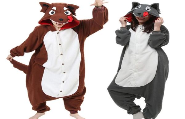 Loup femmes hommes Animal Kigurumi polaire Costume pour Halloween carnaval nouvel an fête bienvenue Drop 3394862