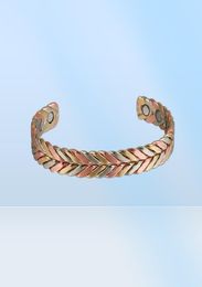 Wollet sieraden set magnetische pure koperen armbanden bangle ring voor mannen vrouwen anti -artritis met 6 magneten pijnverlichting 21120425422970015