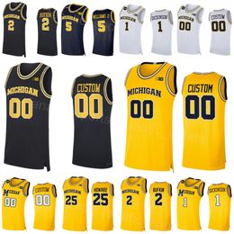 Wolverines Basketball College 25 Jett Howard Jersey 2 Bufkin 0 Dug McDaniel 3 Jaelin Llewellyn 5 Terrance Williams II 1 Hunter Dickinson Sewing NCAA Man Vrouw jeugd