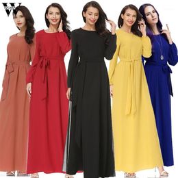 Womail robe musulmane femmes caftan islamique Abaya à manches longues taille haute en mousseline de soie élégante fête musulmane Dubaï Maxi robe 2019 A91329y