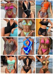 femme 2024 Bikinis ensemble une pièce de luxe designer bikini maillots de bain creux imprimé léopard triangle conservateur plage taille haute femme