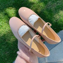 Woman Ballets Dress Leather Japanned Belt Strap Lolita Flats French Mary Jeans Femme Shallow Loafers JK Cosplay Shoes Wo