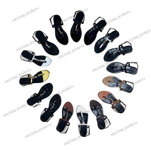 Chaussures de créateurs de sandale de plage de plage français Paris string Lady Sandals Fashion Le cuir dames mots de chaussures plates bouton métal