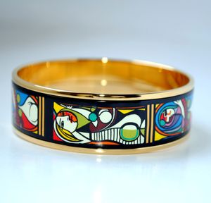 Designer Bracelets Round Bracelets largeur 20 mm bijoux de mode avant une série Mirror Série 18K Brangle en émail plaqué or pour femme