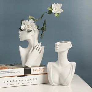 Femme corps modèle Vase Style nordique en céramique moderne corps Art Vase décor à la maison créatif Pot de fleur salon décoration Vases 240229