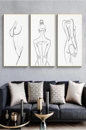 Femme Corps One Line Drawing Toivas Résumé Résumé Femelle Art Art Impressions Nordiques Affiche minimaliste Décor de mur de chambre