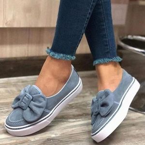 Femme Bow Appartements Dames Slip sur Chaussures de marche Femmes Flock Mocassins Baskets Casual Femmes Femmes Nouvelle Mode X50R J2wv #