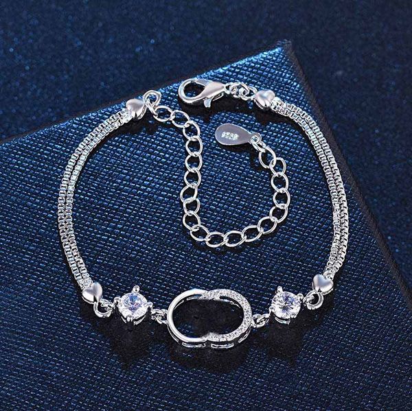 Offre spéciale Bracelet de mode pour femmes Bracelets porte-bonheur cristal violet blanc pour femme argent juif amour votre lettre Bracelet pour femme cadeau