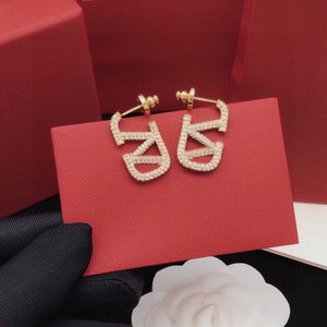 Vrouw Charm oorbellen v Oording Designer Stud Pearl Orecchini Fashion Luxury Gold Silver Vlogo Ewelry Hoop Women Ohrringe 45312