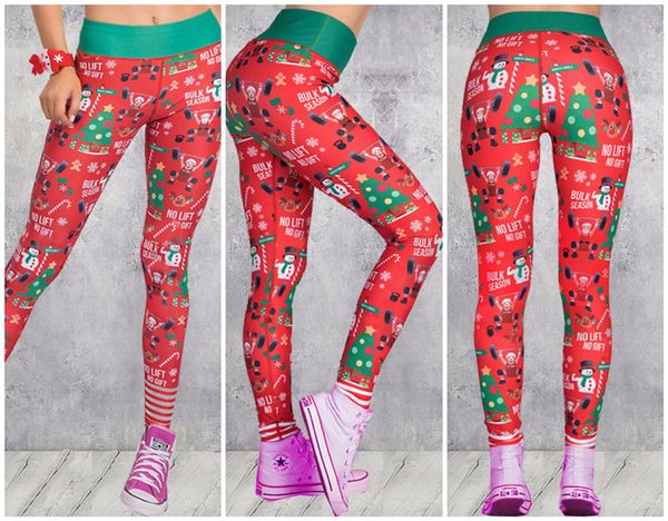 Mujer Navidad 3D impreso mallas de dibujos animados chica ajustada mallas elásticas ajustadas Fitness pantalones de Navidad pantalones deportivos de Yoga Pantalones