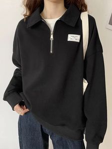 Vrouw kleding zwarte top groene pullovers sweatshirt y 2k vintage bijpassende basis goth dropshiphiping y2k stijl nieuwigheid emo m 240301