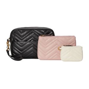 Femme Pochette Cross body Marmont Sacs à Bandoulière Sac à Main Designer Portefeuilles 3 en 1 Femmes Fermeture à Glissière Ouverture Top Cuir Or Chaîne Totes