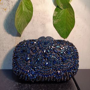 Femme bleu foncé violet mariage sac de soirée de mariée Style rétro cristal diamant sac à main femme Gala Banquet dîner sac à main 240117