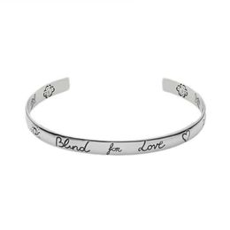 Vrouw ontwerper bangle open armband man armbanden blinde liefde armbanden sieraden sliver kleur235L