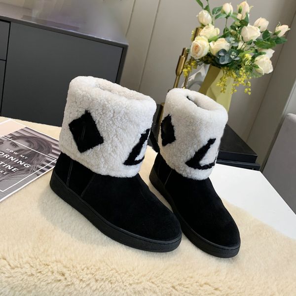 Femme Designer Boot Snowdrop Bottine plate Plate-forme Fourrure Bottes d'hiver Plate-forme Furry Bottines de neige Casual Ruby Roman Demi-bottes Semelle en caoutchouc