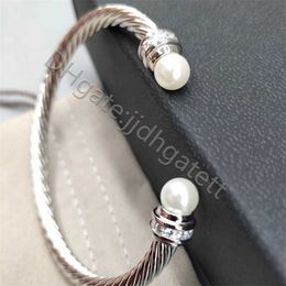Mujer pulsera diseñadora plateado brazalete retorcido brazalete de moda para hombres pulseras de encanto gancho de encanto de 5 mm joyería de cable de alambre exquisito accesorios de aro simples ie4a