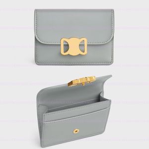 TRIOMPHE – Mini portefeuille en cuir pour femmes, porte-cartes de styliste, porte-cartes de luxe, boucle dorée, loquet, Porte-monnaie, petit porte-monnaie