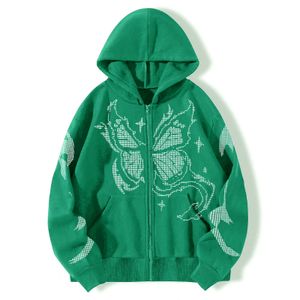 Femme Designer Sweats à capuche Nouveau Y2K High Count Matrix Papillon Imprimer Zipper Sweat à capuche Casual Loose Sweat à capuche Hommes Cardigan Manteau