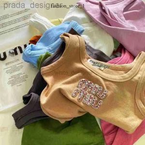 Vestimas de diseñador de mujer camisetas mui mui camisa de verano mui camiseta para mujer camisetas bordado de diamantes camisetas impresas tops tops short street mui mui top 375