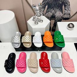 Luxe instapsandaal Dubbele vrijetijdsschoen gewatteerd Leren platform Sandalen Designer flip flop Vrouw man sliders loafer brood strand tazz Slipper slide outdoor schoenen