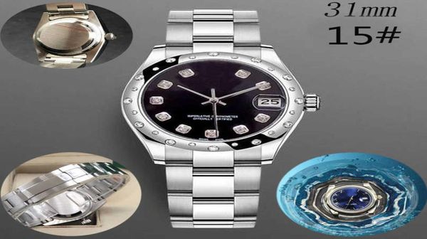 Femme Diamond Watch Ladies Watches Gold 31 mm Lutation de Montre de Luxe 2813 Automatique Swimming Waterproof Wristswatches8859338