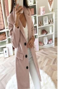 Vrouw jurk roze zwarte stoffen jas wol windjager knop vneck lange mouw korte jurk vrouwen kim kardashian kylie jenner myria9288293