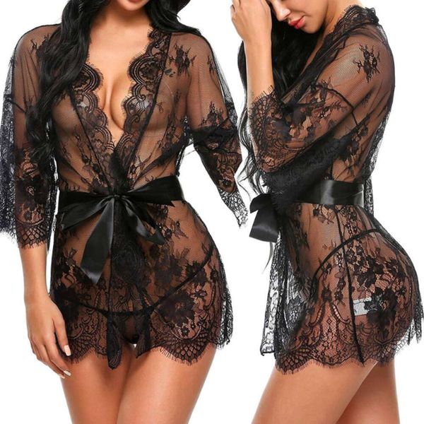 Mujer pajamas erótico encaje ropa de noche sexy babydoll erostic transparent vestido sleepwear caliente lencería sexy